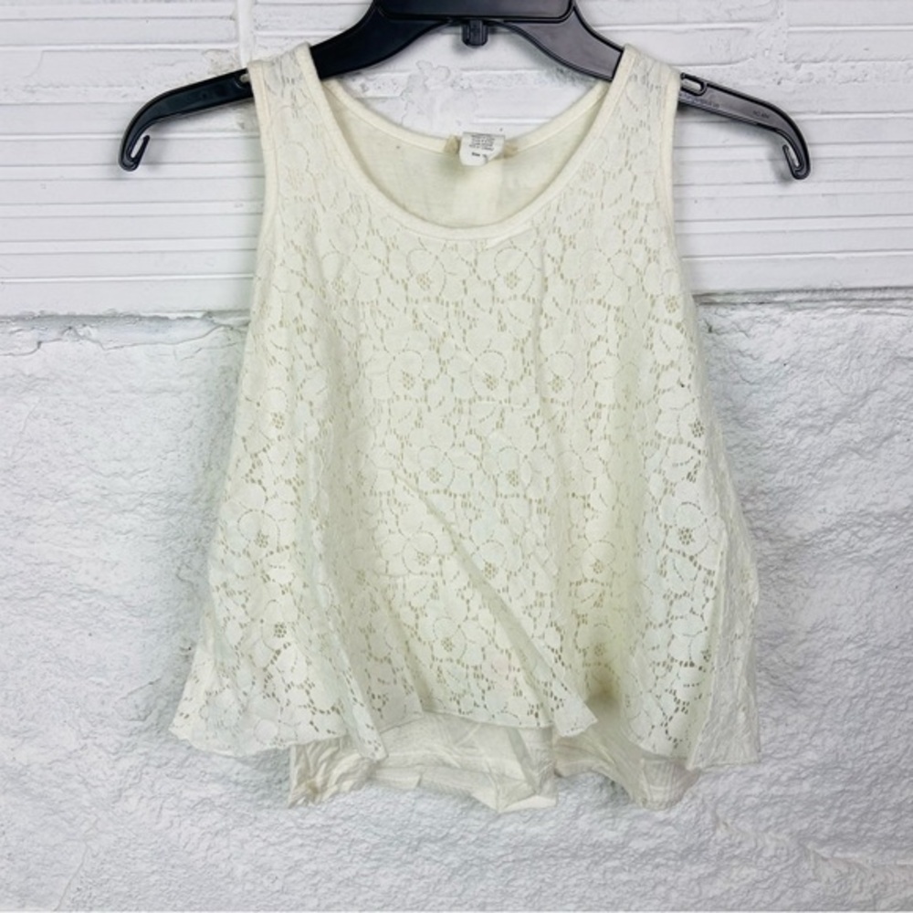 btween Ivory Floral Lace Tank Top girls size 10